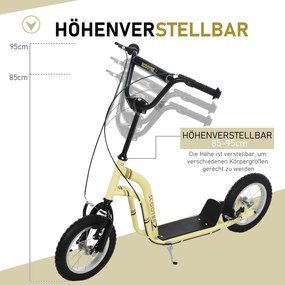 HOMCOM Hulajnoga miejska dla dzieci Opony pneumatyczne Regulowana kierownica Aluminiowa Czarna | Aosom PL