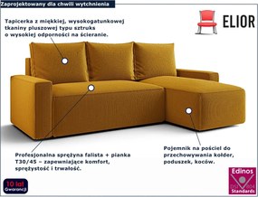 Żółty sztruksowy narożnik L z pojemnikiem R5-W95