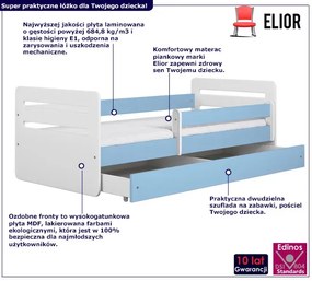 Łóżko dla chłopca z barierką Candy 2X 80x140 - niebieskie