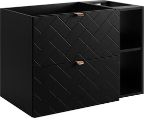 Meble łazienkowe, Czarny Mat, 80 x 57 x 46 cm, uchwyty złote