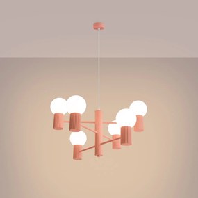 Żyrandol HALO 6 brzoskwiniowy ryflowany SOLLUX  LIGHTING