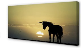 Fotoobraz na płótnie Jednorożec na Polu o Zachodzie Słońca