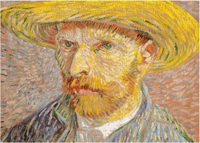 Obraz na szkle - Vincent van Gogh, Self-Portrait with a Straw Hat (The Potato Peeler), reprodukcje (70x50 cm)