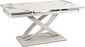 Stół Rozkładany Prostokątny IBIZA 160-240 cm Ceramiczny Biały Marmur/Kaszmir Japandi