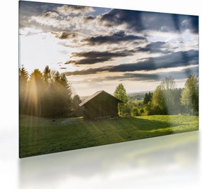Obraz na szkle - domek leśny (70x50 cm)