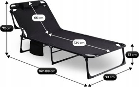 Leżak Ogrodowy VENUS 190x73 cm Czarny