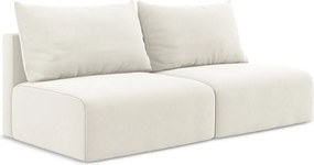 Kremowa aksamitna rozkładana/ze schowkiem sofa 216 cm Kalena – Makamii