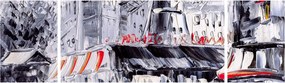 Obraz - Ulica w Paryżu, obraz olejny (170x50 cm)