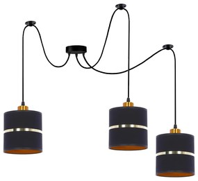 Czarna lampa wisząca z tekstylnym kloszem ø 15 cm Assam – Candellux Lighting