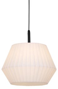 Zewnetrzna Nowoczesna lampa wisząca zewnętrzna czarna z białym kloszem 45,6 cm IP44 - Robbert Nowoczesny Oswietlenie zewnetrzne