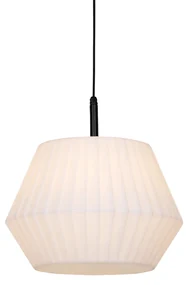 Zewnetrzna Nowoczesna zewnętrzna lampa wisząca czarna z białym kloszem 45,6 cm IP44 - Robbert Nowoczesny Oswietlenie zewnetrzne