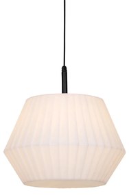 Zewnetrzna Nowoczesna zewnętrzna lampa wisząca czarna z białym kloszem 45,6 cm IP44 - Robbert Nowoczesny Oswietlenie zewnetrzne