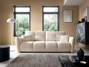 Masseno Sofa MODA z funkcją spania i pojemnikiem na pościel, Rozkładana sofa - Kremowy, SICURO 60