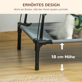 Podwyższone Legowisko dla Psa PawHut z Baldachimem – Ochrona UV, Oddychająca, dla Średnich Psów, Szary+Czarny