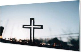 Szklany Panel Drewniany Krzyż