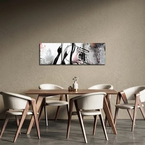 Obraz - Dama i Wieża Eiffla (z zegarem) (90x30 cm)