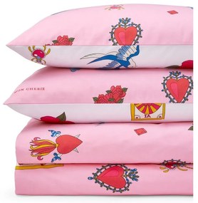 Biało-różowa bawełniana pościel dwuosobowa 230x220 cm Mon Coeur – Their Nibs