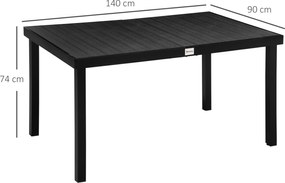 Outsunny stół ogrodowy dla 6 osób, aluminium 140 cm x 90 cm x 74 cm