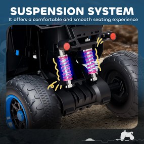 AIYAPLAY Elektryczny Quad dla Dzieci, 3-6 km/h, Oświetlenie LED, Muzyka, USB, dla Dzieci 3-8 Lat, Niebieski