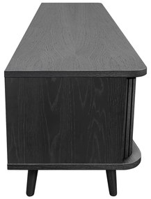 Czarna szafka pod TV w dekorze dębu 178x50x40 cm Rove – Woodman