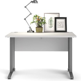 Biurko proste Prima biały 120 szare nogi