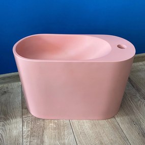 Umywalka z kamienia syntetycznego nablatowa / wisząca owalna różowa 45 x 22 cm OVELA Pink