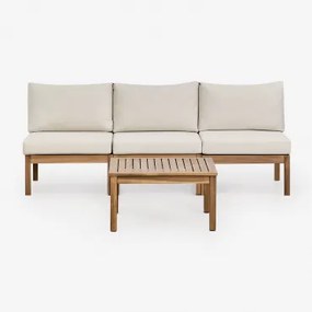 Branson 3-częściowy Modułowy Zestaw Ogrodowy Sofa I Stolik Kawowy Z Drewna Akacjowego Gardenia Biel & Akacja Brąz - Sklum