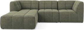 Zielony narożnik z materiału bouclé (lewostronny/z szezlongiem) Aloha – Makamii