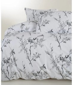 Biało-szara pościel dwuosobowa z bawełny renforcé 240x220 cm White Floral – Mila Home Luxury