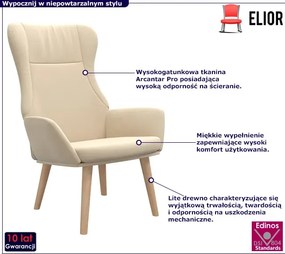 Kremowy tapicerowany fotel do czytania - Twister