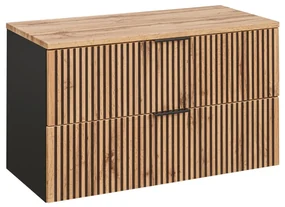 Szafka pod umywalkę nablatową XILO BLACK WOTAN 82 100cm czarna/dąb COMAD
