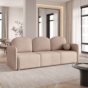 Masseno Sofa SUVI III z funkcją spania i pojemnikiem na pościel, Rozkładana sofa - Beżowy, NEVE 04