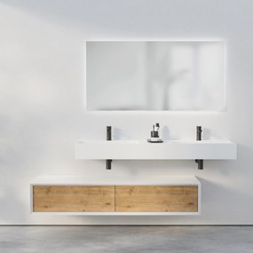 Szafka łazienkowa Sideboard Fiona Slim 160 cm Biała MatowaFront o wyglądzie dębu