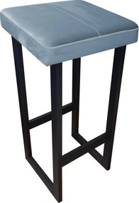 Hoker ALEX krzesło barowe tkanina Welur podstawa metalowa : Kolor Stelaża - Czarny , Kolor tkaniny - VELVET - BL06, Wysokość - 75 cm
