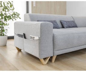Jasnoszary rozkładany/ze schowkiem narożnik (prawostronny/w kształcie litery L) Classy Sophie – Miuform