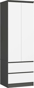 Szafa AKORD S60 Grafit Szary 60 cm 2 drzwi 2 szuflady kolor Biały mat 1 półka 60x51x180 cm