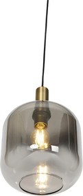 Designerska lampa wisząca czarna i złota z przydymionym szkłem - Zuzanna
