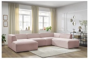 Różowy sztruksowy narożnik modułowy (prawostronny/w kształcie litery U) Megeve – Bobochic Paris