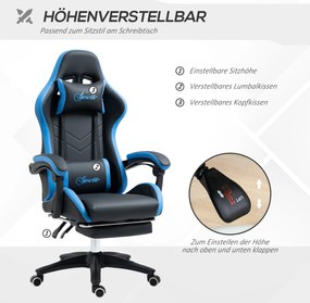 Vinsetto Krzesło gamingowe ergonomiczne z poduszką lędźwiową i podgłówkiem do biura i komputera | Aosom PL