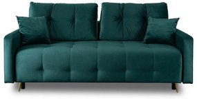 Sofa z Funkcją Spania SEUL Rozkładana Dwuosobowa Welurowa Zielona Nowoczesna do Salonu