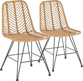 Pakiet dwóch krzeseł do jadalni lub ogrodu Emi Rattan/Czarny