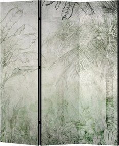 Parawan pokojowy 3-częściowy 135x172 Dwustronny dekoracyjny vintage botaniczny Szary Tropikalna Mgła