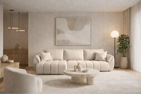 Narożnik z funkcją spania i pojemnikiem TOKYO PREMIUM, tkanina Wind, Beżowy, Lewy