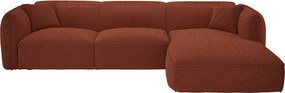 Kanapa rozkładana narożna prawostronna z tkaniny szenilowej w kolorze terakoty CAMILIO