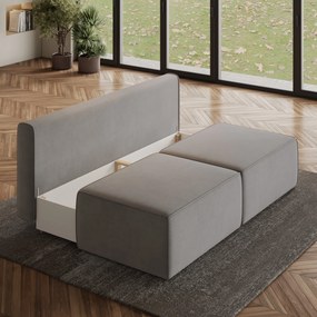 Masseno Narożnik VARNA z funkcją spania i pojemnikiem na pościel Narozniki L, Rozkładana sofa - Jasnoszary, MONOLITH 84