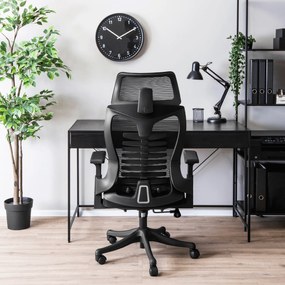 Fotel Biurowy Ergonomiczny Obrotowy CARET Czarny Wentylowany Nowoczesny