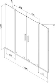 Mexen Velar Duo parawan nawannowy 2-skrzydłowy rozsuwany 200 x 150 cm, transparent, miedź szczotkowana - 896-200-000-02-65