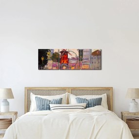 Obraz - Moulin Rouge, Paryż, Francja (z zegarem) (90x30 cm)