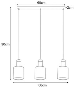 Potrójna lampa wisząca na listwie nad stół - A471-Gres