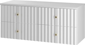 Biały Zestaw Łazienkowy 120cm Szafka z Blatem Ryflowane Fronty Aqua